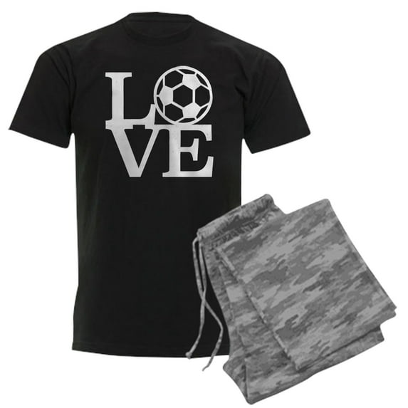 CafePress - Love Soccer Men's Dark Pajamas - Men's Dark Loose Fit Cotton Pajama Set
