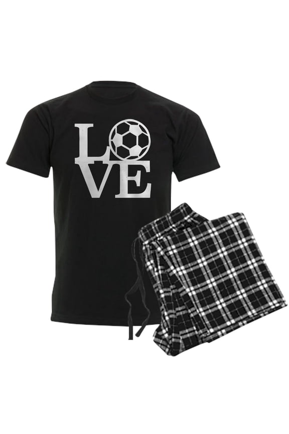 - Love Soccer Men's Dark Pajamas - Men's Dark Loose Fit Cotton Pajama Set