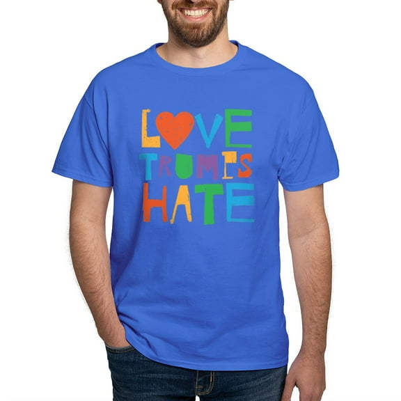 CafePress - Love Trumps Hate T Shirt - Men's Classic Graphic Cotton T-Shirt