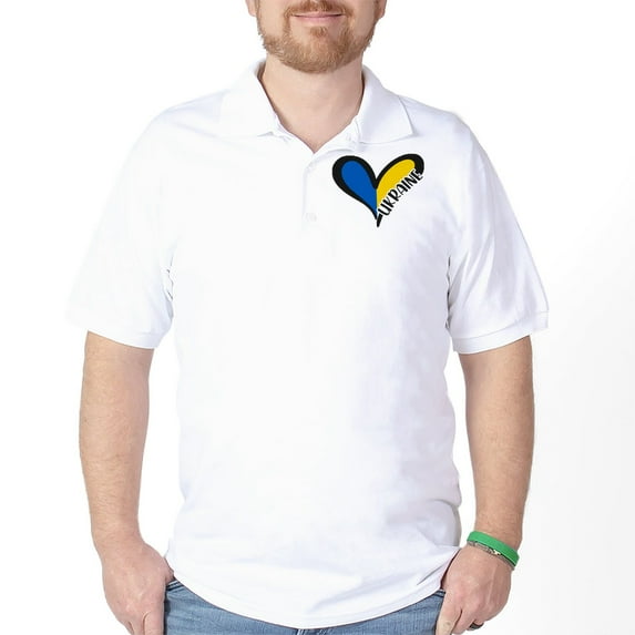 CafePress - Love Ukraine Heart Golf Shirt - Golf Shirt, Pique Knit Golf Polo