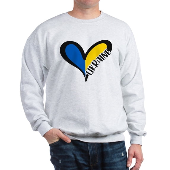 CafePress - Love Ukraine Heart Sweatshirt - Crew Neck Sweatshirt