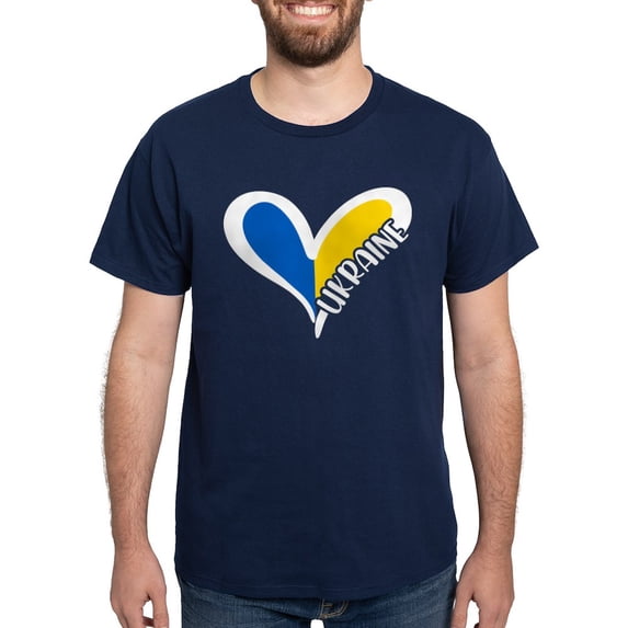 CafePress - Love Ukraine Heart T Shirt - Men's Classic Graphic Cotton T-Shirt