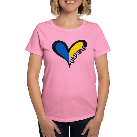 CafePress - Love Ukraine Heart T Shirt - Women's Traditional Fit Dark T-Shirt