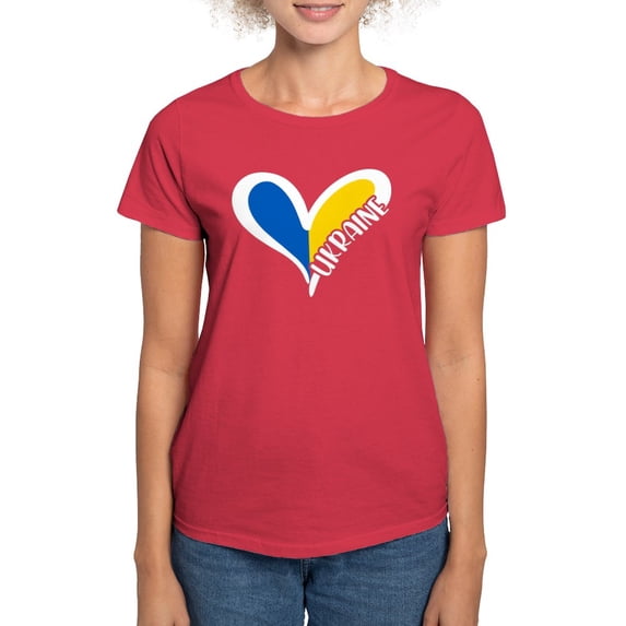 CafePress - Love Ukraine Heart T Shirt - Women's Traditional Fit Dark T-Shirt