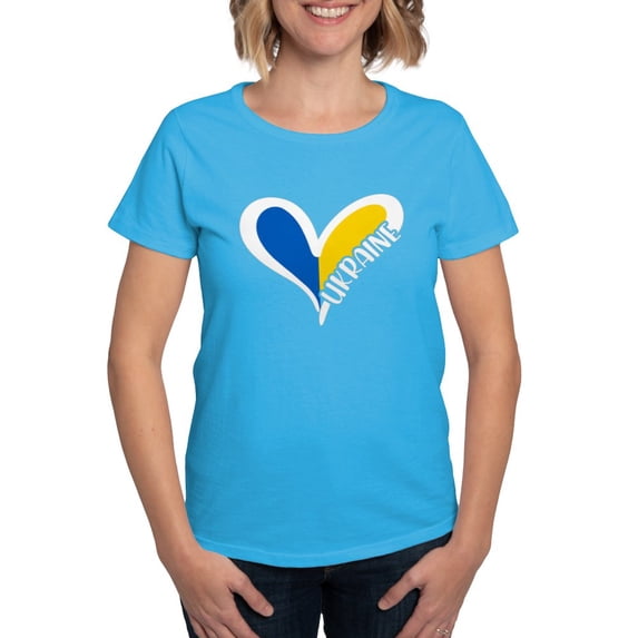 CafePress - Love Ukraine Heart T Shirt - Women's Traditional Fit Dark T-Shirt