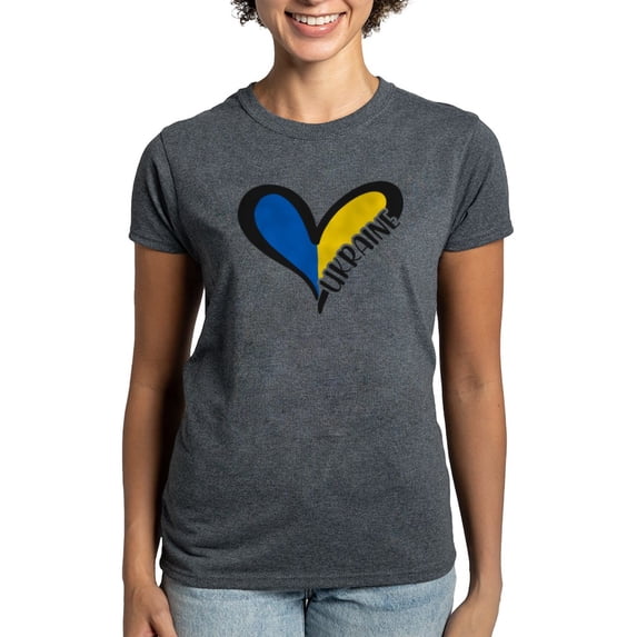 CafePress - Love Ukraine Heart T Shirt - Women's Traditional Fit Dark T-Shirt