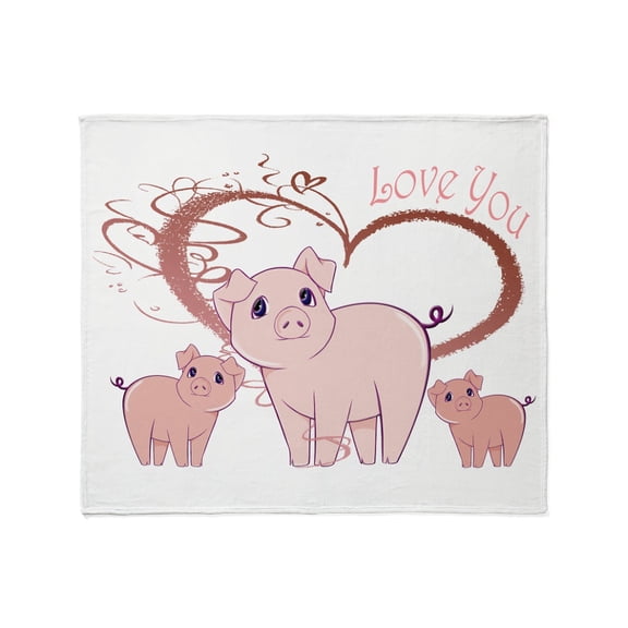 CafePress - Love You, Cute Piggies Art Throw Blanket - Soft Fleece Throw Blanket, 50"x60" for All Ages