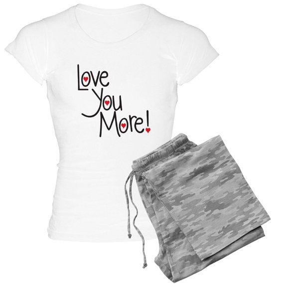 CafePress - Love You More! Pajamas - Women's Short Sleeve Print T-Shirt and Pants Light Cotton Pajama Set