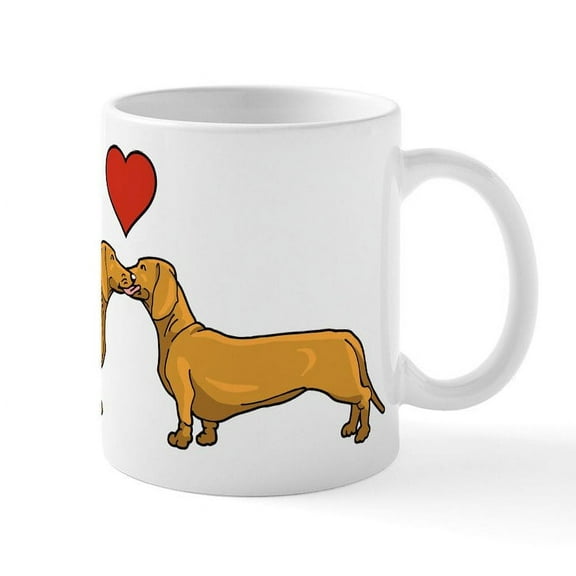 CafePress - Loveable Dachshunds - 11 oz Ceramic Mug - Novelty Coffee Tea Cup