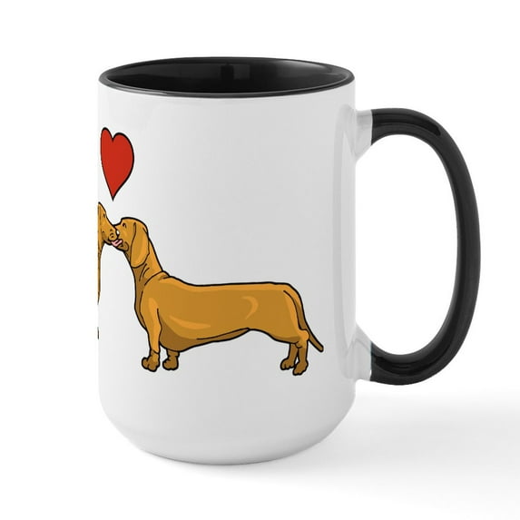 CafePress - Loveable Dachshunds - 15 oz Ceramic Large White Novelty Mug