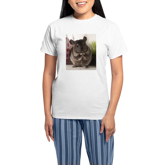 CafePress - Lovely Chinchilla Women's Light Pajamas - Women's Short Sleeve Print T-Shirt and Pants Light Cotton Pajama Set