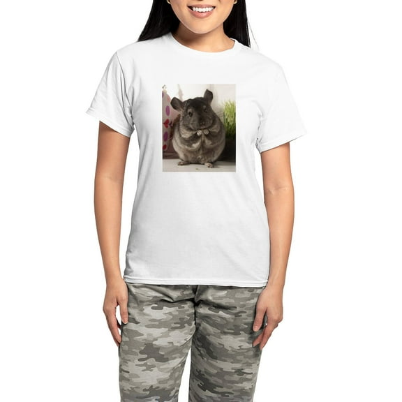 CafePress - Lovely Chinchilla Women's Light Pajamas - Women's Short Sleeve Print T-Shirt and Pants Light Cotton Pajama Set
