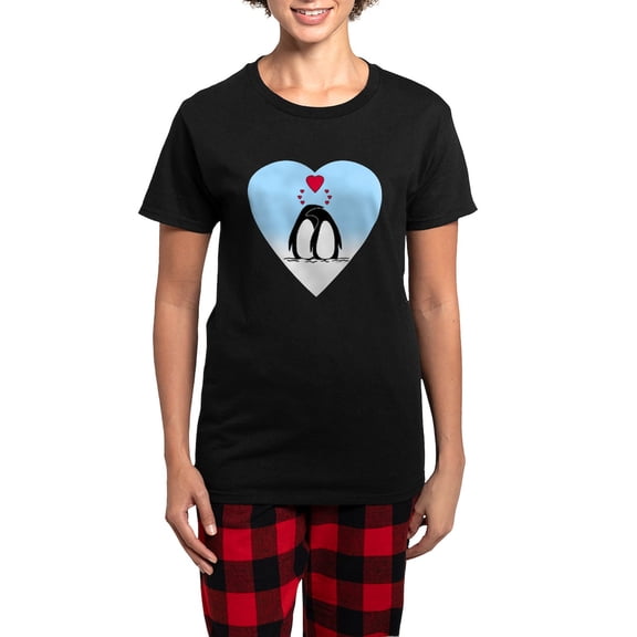 CafePress - Loving Penguins Women's Dark Pajamas - Women's Short Sleeve Print T-Shirt and Pants Dark Cotton Pajama Set