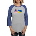 thumbnail image 1 of CafePress - Loving USA Ukraine Flag Heart Long Sleeve T Shirt - Womens Baseball Tee, 1 of 4