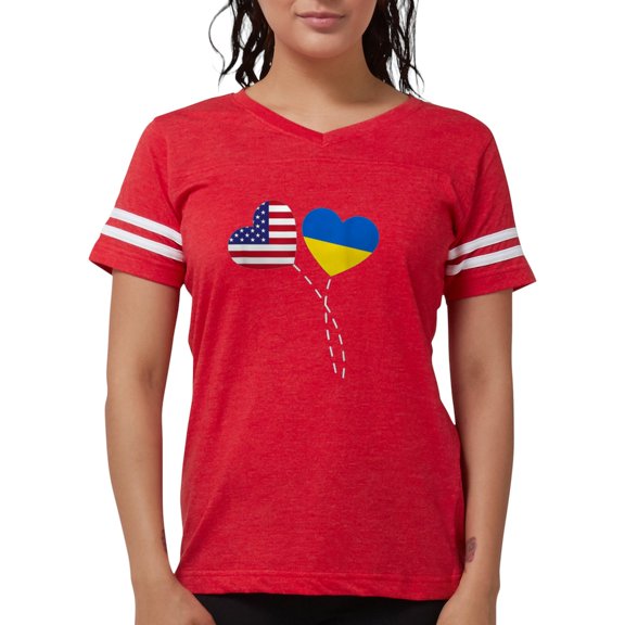 CafePress - Loving USA Ukraine Flag Heart Ukrainian Am T Shirt - Womens Football Shirt
