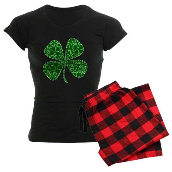 CafePress - Lucky 4 Leaf Clover Irish Women's Dark Pajamas - Women's Short Sleeve Print T-Shirt and Pants Dark Cotton Pajama Set