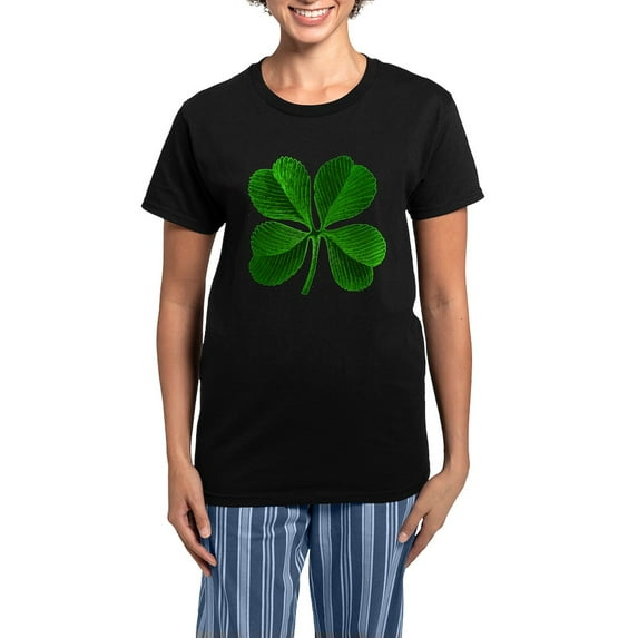 CafePress - Lucky 4 Leaf Clover Women's Dark Pajamas - Women's Short Sleeve Print T-Shirt and Pants Dark Cotton Pajama Set