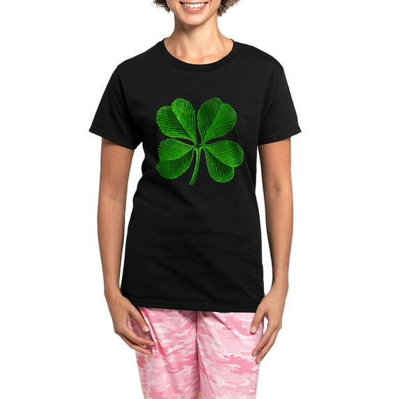 CafePress - Lucky 4 Leaf Clover Women's Dark Pajamas - Women's Short Sleeve Print T-Shirt and Pants Dark Cotton Pajama Set