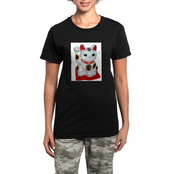 CafePress - Lucky Cat Women's Dark Pajamas - Women's Short Sleeve Print T-Shirt and Pants Dark Cotton Pajama Set