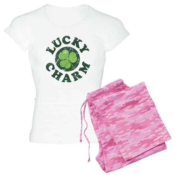 CafePress - Lucky Charm [Shamrock] Women's Light Pajamas - Women's Short Sleeve Print T-Shirt and Pants Light Cotton Pajama Set