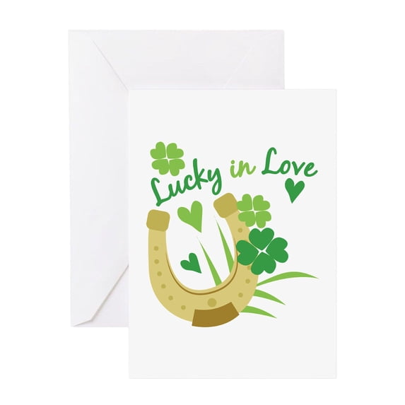 CafePress - Lucky In Love Greeting Cards - Greeting Card, Blank Inside Glossy