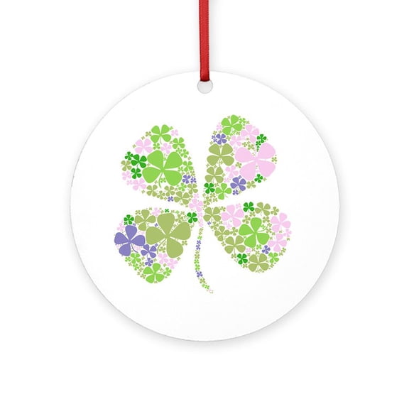 CafePress - Lucky Multi Four Leaf Clover -  Round Wood Ornament 4"