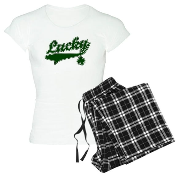 CafePress - Lucky St. Patricks Day Women's Light Pajamas - Women's Short Sleeve Print T-Shirt and Pants Light Cotton Pajama Set