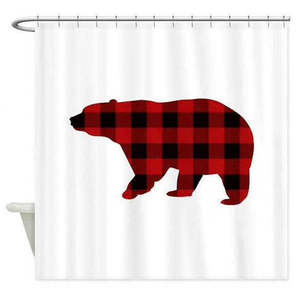 CafePress - Lumberjack Buffalo Plaid Bear - Unique Fabric Shower Curtain 70" x 72"