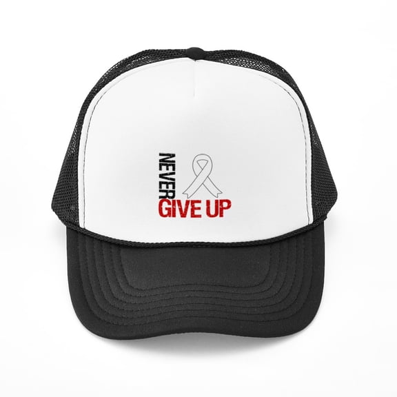 CafePress - Lung Cancer Never Give Up - Adjustable Unisex Printed Trucker Hat with Mesh Back
