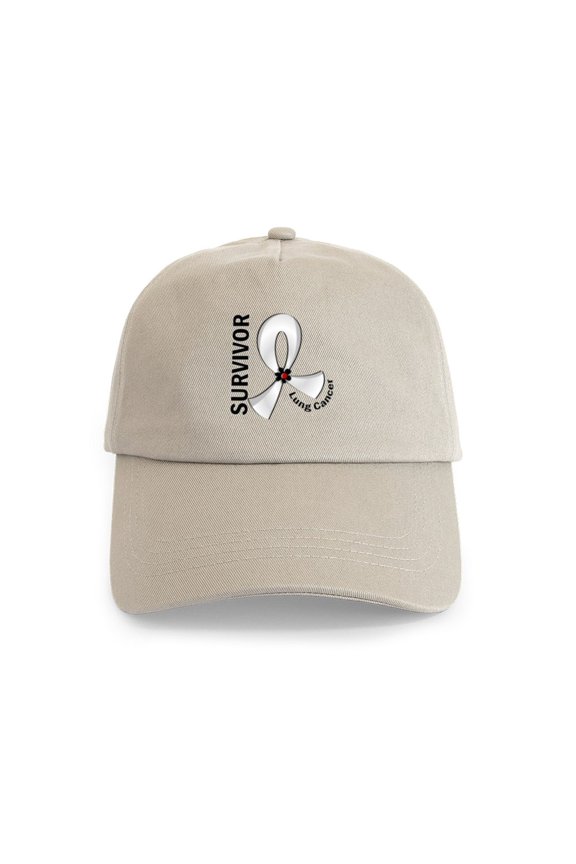 - Lung Cancer Survivor 12 Cap - Adjustable 100% Brushed Unisex Casual Cotton Baseball Cap, Beige, 1