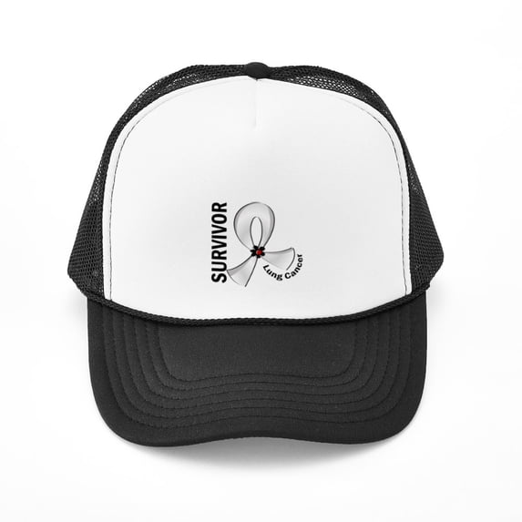 CafePress - Lung Cancer Survivor 12 - Trucker Hat - Polyester Foam Front and Nylon Mesh Weave Back