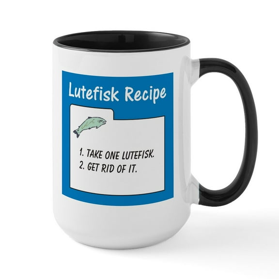 CafePress - Lutefisk Recipe Mugs - 15 oz Ceramic Large White Novelty Mug