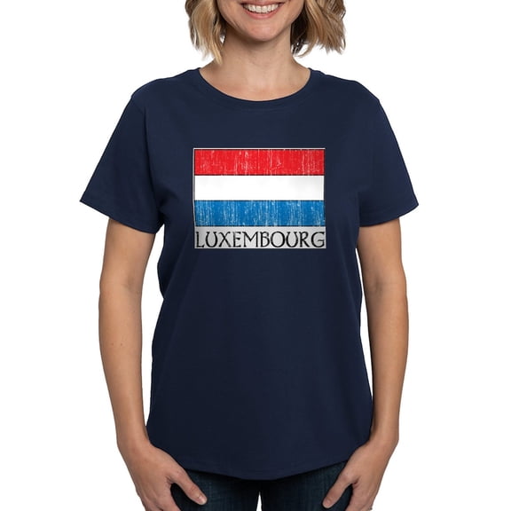 CafePress - Luxembourg Flag Ash Grey T Shirt - Women's Traditional Fit Dark T-Shirt