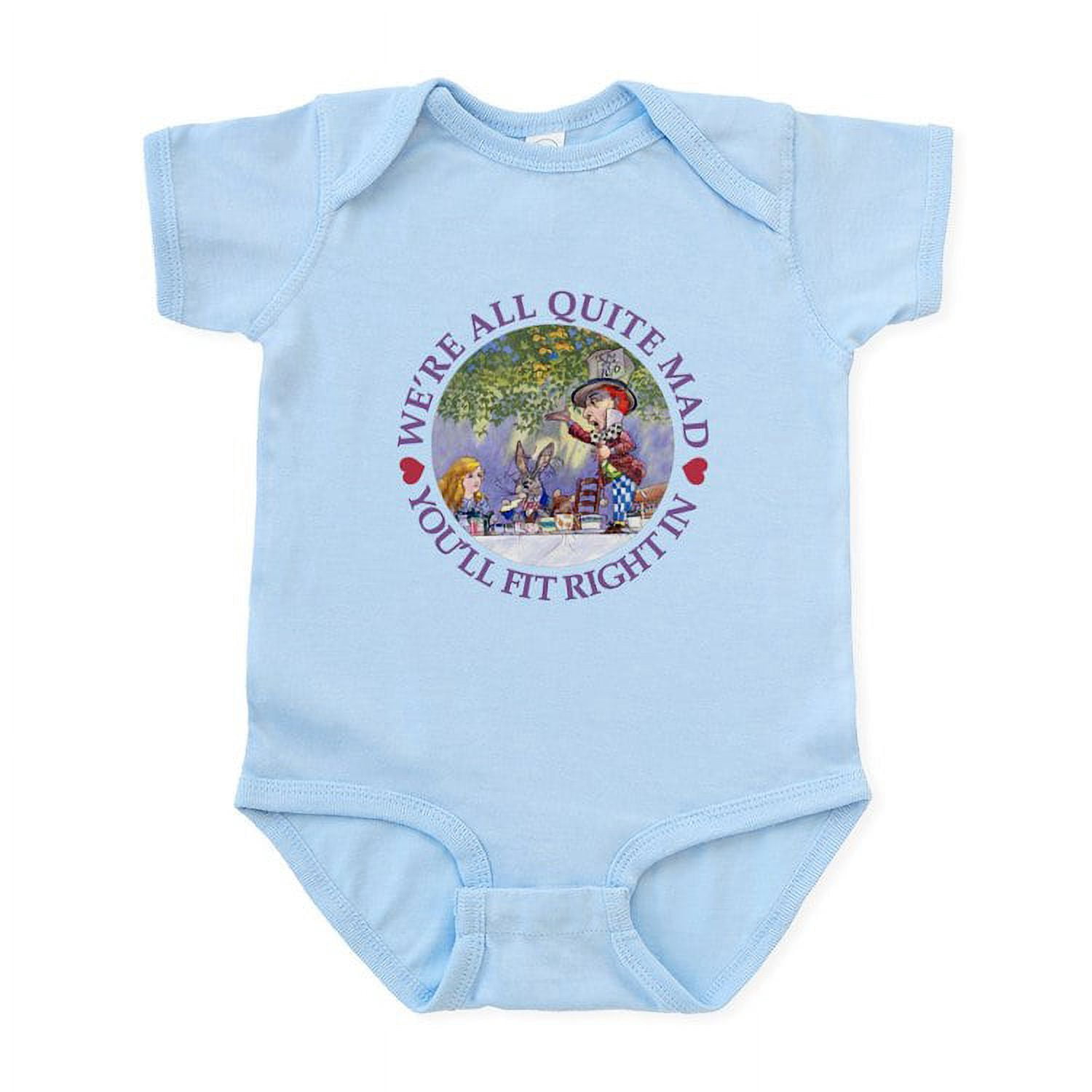 Alice In Wonderland Mad Hatter Baby Bodysuit - White Short Sleeve Babygrow