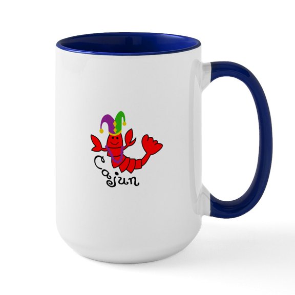 CafePress - MARDI GRAS CAJUN CRAWFISH Mugs - 15 oz Ceramic Large White Novelty Mug