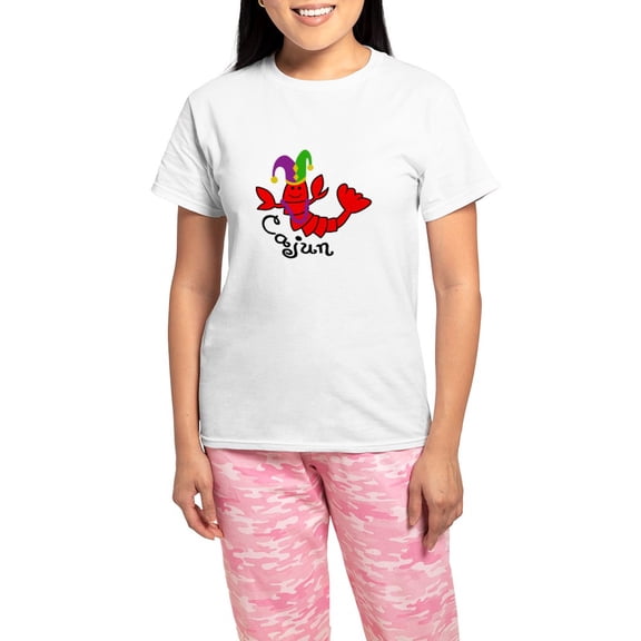 CafePress - MARDI GRAS CAJUN CRAWFISH Pajamas - Women's Short Sleeve Print T-Shirt and Pants Light Cotton Pajama Set