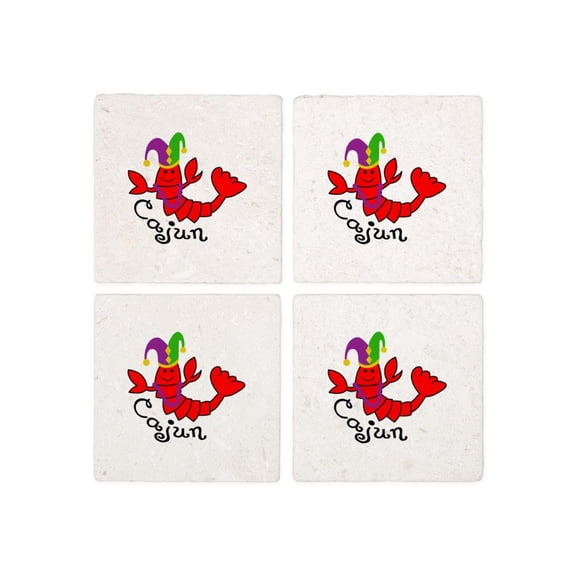CafePress - MARDI GRAS CAJUN CRAWFISH Stone - Tile Coaster, Drink Coaster Set of 4