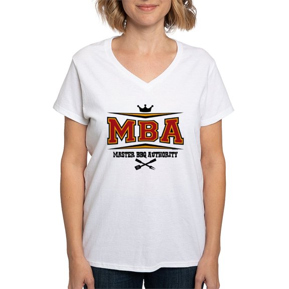 CafePress - MBA Barbecue Women's V Neck T Shirt - Womens Cotton V-Neck T-shirt