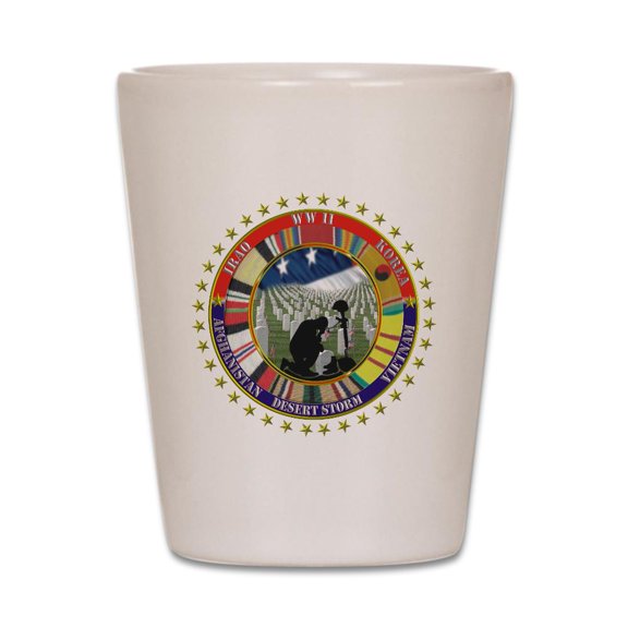 CafePress - MEMORIAL STARS - White Shot Glass, Unique and Funny Shot Glass