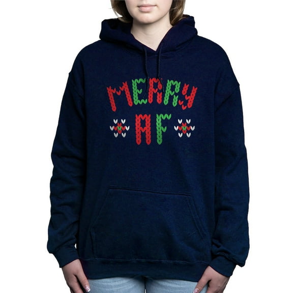 CafePress - MERRY AF Sweatshirt - Pullover Hoodie, Classic & Comfortable Hooded Sweatshirt