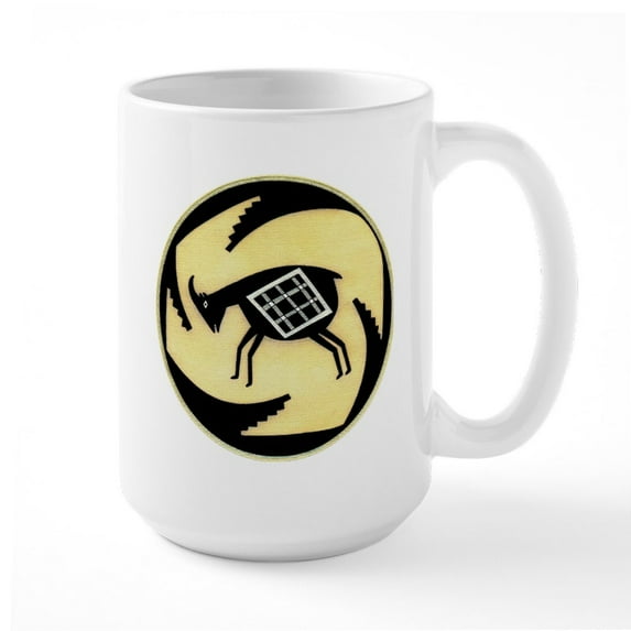 CafePress - MIMBRES BUTTING GOAT BOWL DESIGN Large Mug - 15 oz Ceramic Large White Novelty Mug