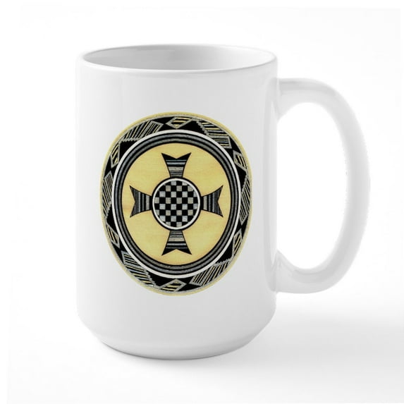 CafePress - MIMBRES CHESS BOWL DESIGN Large Mug - 15 oz Ceramic Large White Nolvety Mug