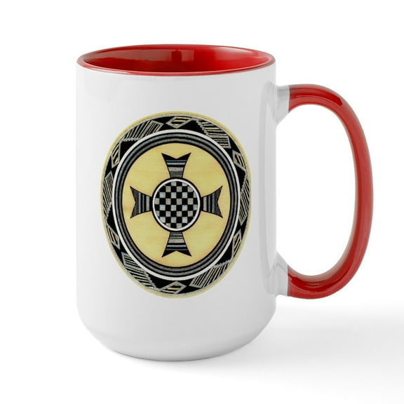 CafePress - MIMBRES CHESS BOWL DESIGN Large Mug - 15 oz Ceramic Large White Novelty Mug