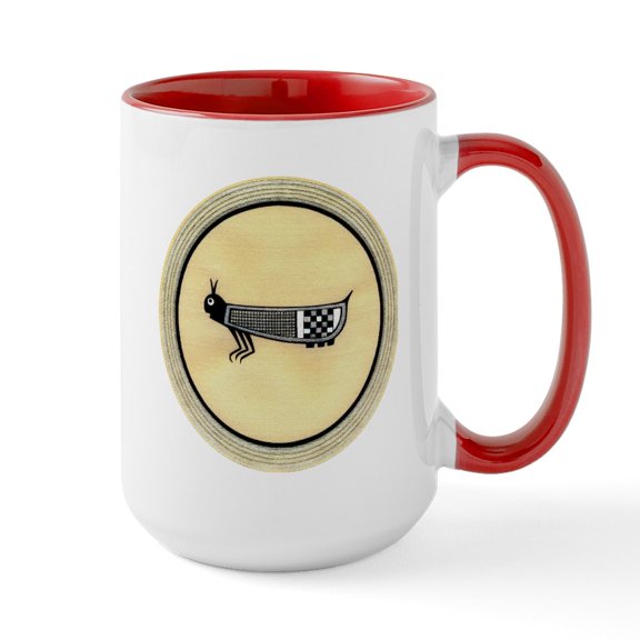 CafePress - MIMBRES CRICKET BOWL DESIGN Large Mug - 15 oz Ceramic Large White Novelty Mug