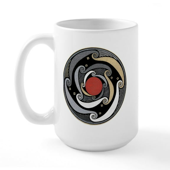 CafePress - MIMBRES FOUR WINDS BOWL Large Mug - 15 oz Ceramic Large White Novelty Mug