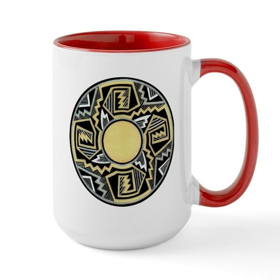 CafePress - MIMBRES INFINITY BOWL DESIGN Large Mug - 15 oz Ceramic Large White Novelty Mug