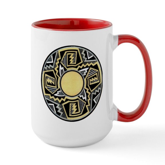 CafePress - MIMBRES INFINITY BOWL DESIGN Large Mug - 15 oz Ceramic Large White Novelty Mug