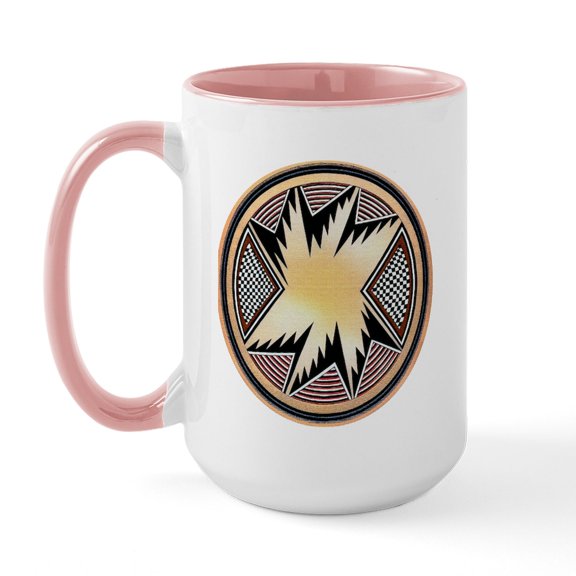 CafePress - MIMBRES STARBURST BOWL DESIGN Large Mug - 15 oz Ceramic Large White Novelty Mug