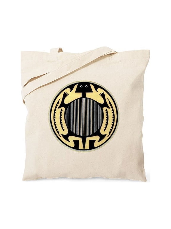 - MIMBRES STRIPED TORTOISE BOWL DESIGN Tote Bag - Unisex Canvas Tote Bag, Beige, 1-Piece