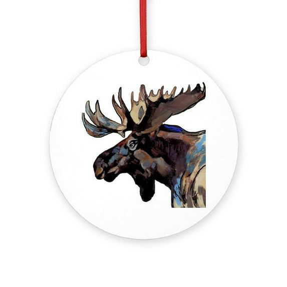 CafePress - MOOSE - Round Wood Ornament 4"